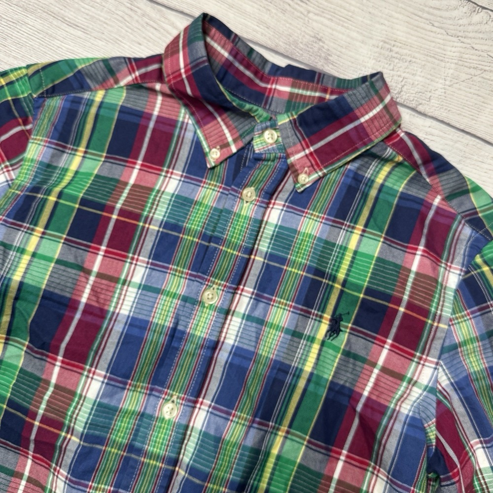 Polo‎ Ralph Lauren Shirt Boys Large 14-16 Blue Red Green Plaid Long Sleeve